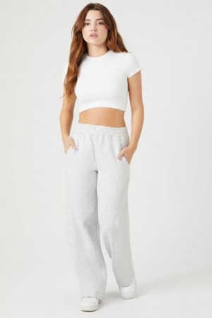 Pantalon Forever 21 Fleece Cotton Sweatpants Mujer Gris | 6hequPwVcaW