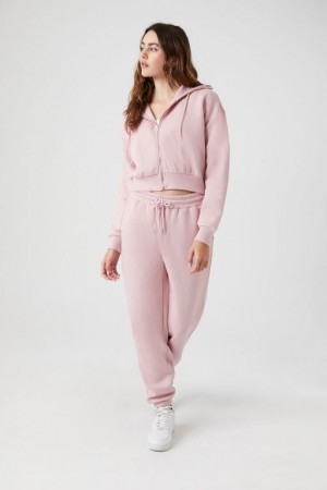 Pantalon Forever 21 Fleece Drawstring Joggers Mujer Moradas | lrPIFzUdskc