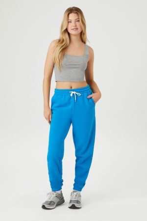 Pantalon Forever 21 Fleece Drawstring Joggers Mujer Azules | MfvVPEj5nta