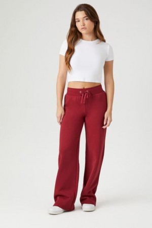 Pantalon Forever 21 Fleece Drawstring Sweatpants Mujer Burdeos | AggWPAtmrH0