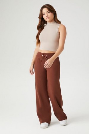 Pantalon Forever 21 Fleece Drawstring Sweatpants Mujer Cappuccino | 5qvOc5MQlBl