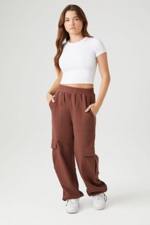 Pantalon Forever 21 French Terry Cargo Joggers Mujer Chocolate | ZDrQGbKjlfR