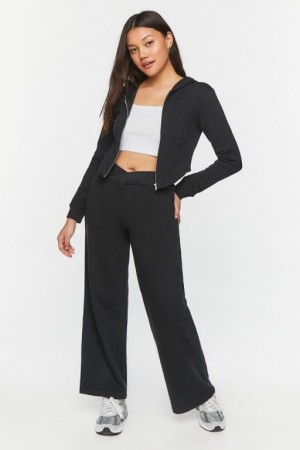 Pantalon Forever 21 French Terry Crossover Mujer Negras | 89oAv21ZBGt