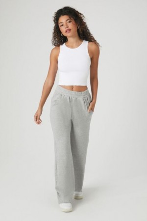 Pantalon Forever 21 French Terry Directo Leg Mujer Gris | tucj74RuSle