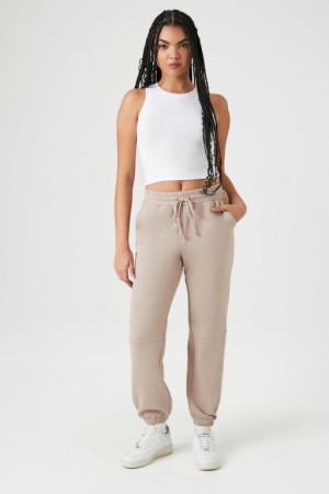 Pantalon Forever 21 French Terry Drawstring Joggers Mujer Goat | NRvNrQczKvQ