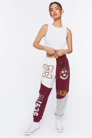 Pantalon Forever 21 Harvard Estampadas Fleece Joggers Mujer Burdeos Multicolor | flRDqJ9cLZM