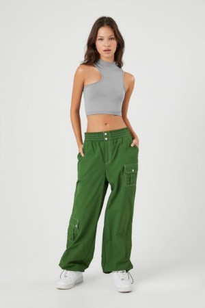 Pantalon Forever 21 High Rise Cargo Joggers Mujer Verde | Qf7K3pveDbx