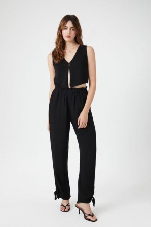 Pantalon Forever 21 High Rise Tie Hem Joggers Mujer Negras | mxDsdzzPwTi