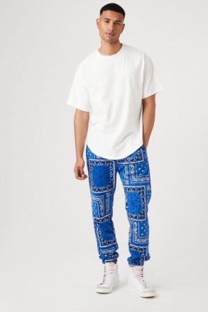 Pantalon Forever 21 Paisley Print Joggers Hombre Azules Multicolor | ZjMuHueUyUR