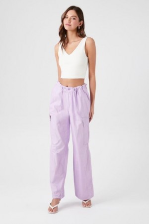 Pantalon Forever 21 Poplin Cargo Joggers Mujer Lavanda | Rlfn4aUdy7C