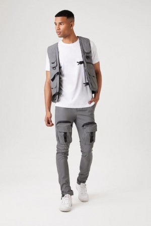 Pantalon Forever 21 Reflective Cargo Joggers Hombre Gris Multicolor | WryrbEWpRDO