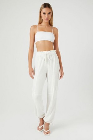 Pantalon Forever 21 Relaxed Cargo Joggers Mujer Blancas | fFUMrhUlW25