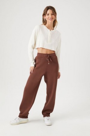 Pantalon Forever 21 Scuba Knit Drawstring Joggers Mujer Chocolate | 4SRuLLkDd84