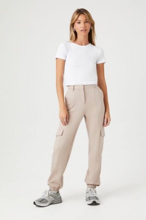 Pantalon Forever 21 Seamed High Rise Cargo Joggers Mujer Goat | pVwpcR2gujH