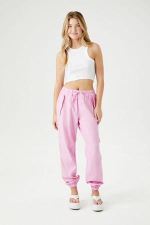 Pantalon Forever 21 Twill Drawstring Joggers Mujer Rosas | uianvQna2TY