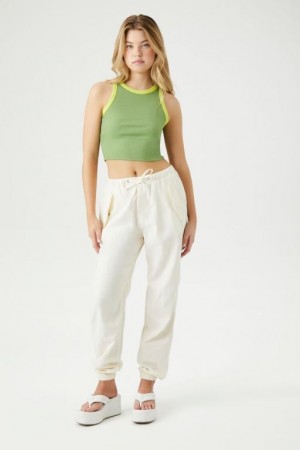 Pantalon Forever 21 Twill Drawstring Joggers Mujer Blancas | PuV613gXHDK