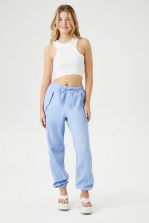 Pantalon Forever 21 Twill Drawstring Joggers Mujer Azules | 6hlWyJcGhTR