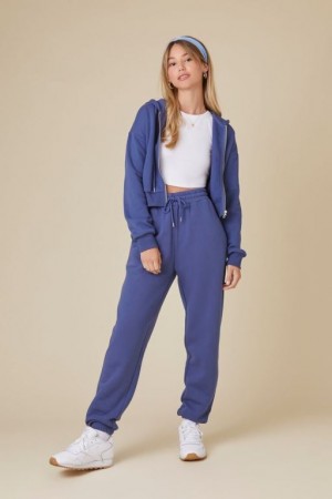 Pantalon Forever 21 Uniform Fleece Drawstring Joggers Mujer Azul Marino | eBPsLXWBcNu