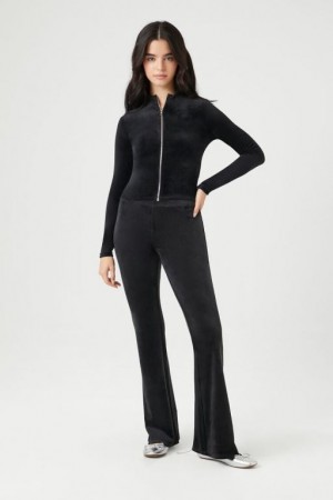 Pantalon Forever 21 Velour Flare Mujer Negras | xUqGfOUt2Uk