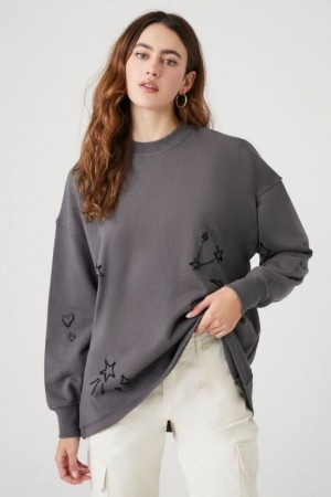 Pullover Forever 21 Beaded Celestial Mujer Gris Oscuro Multicolor | 8yblGnT3N3S