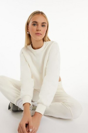 Pullover Forever 21 Cropped Fleece Mujer Blancas | 2HiAdm6YfaX