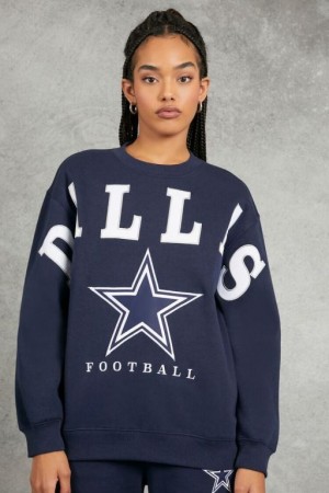 Pullover Forever 21 Dallas Cowboys Estampadas Mujer Azul Marino Blancas | P0jZBZbjovC