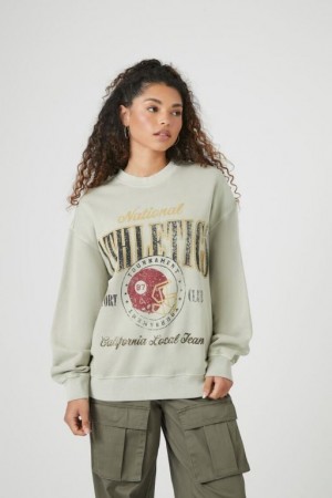 Pullover Forever 21 Fleece Athletics Estampadas Mujer Gris Claro Multicolor | OB2twNrCGgp