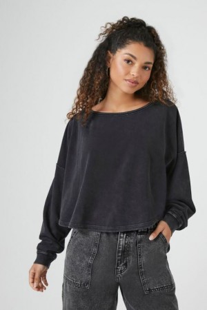 Pullover Forever 21 Fleece Drop Sleeve Mujer Negras | L2U76iO72rj