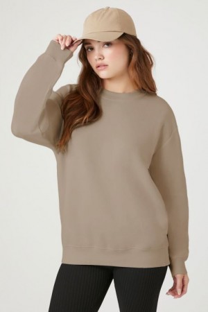 Pullover Forever 21 Fleece Drop Sleeve Mujer Marrones Claro | j53rQx2qYRN