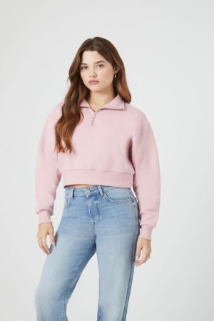 Pullover Forever 21 Fleece Half Zip Mujer Moradas | 527yFhL0TdQ