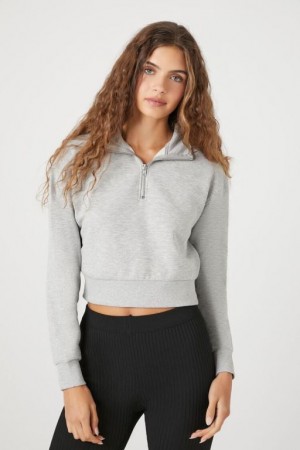 Pullover Forever 21 Fleece Half Zip Mujer Gris | 1YfzIlz5vnV