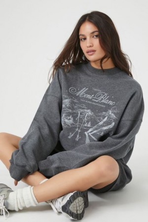 Pullover Forever 21 Fleece Mont Blanc Estampadas Mujer Gris Multicolor | gijbAiGkSCN