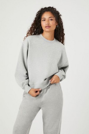 Pullover Forever 21 French Terry Drop Sleeve Mujer Gris | 5Riv1RsjJcK