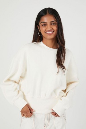 Pullover Forever 21 French Terry Drop Sleeve Mujer Creme | JhoUB7AXp6L