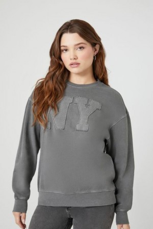 Pullover Forever 21 French Terry Ny Mujer Gris Multicolor | 33rr7JyKTjG