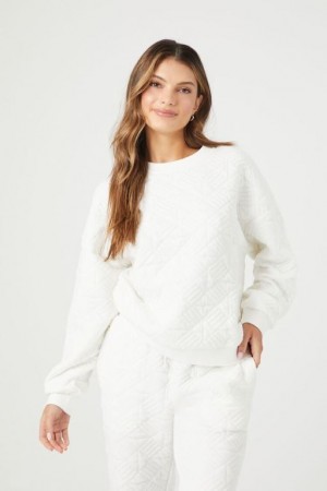 Pullover Forever 21 Geo Acolchado Jacquard Mujer Blancas | bsV8IuIHfiz