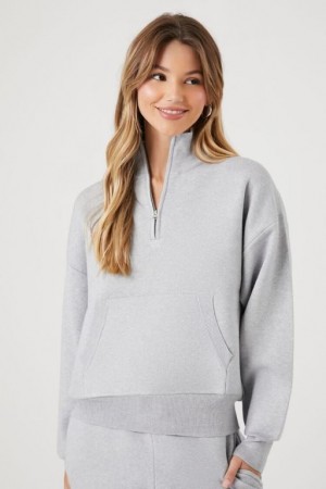 Pullover Forever 21 Half Zip Knit Mujer Gris | f6cu4JyOADp