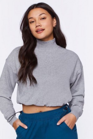 Pullover Forever 21 Heathered Mock Neck Mujer Gris | CPPp6iOY8u4