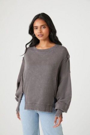 Pullover Forever 21 High Low French Terry Mujer Gris | BH5fAJdV7Sw