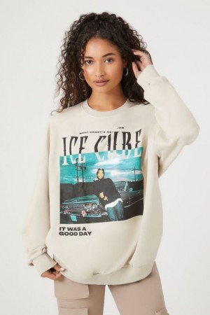 Pullover Forever 21 Ice Cube Estampadas Mujer Beige Multicolor | yU8pKEevxIR