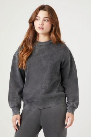 Pullover Forever 21 Mineral Wash Fleece Mujer Gris | ZH7RrYHww8w