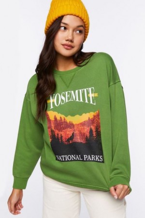 Pullover Forever 21 Yosemite Estampadas Mujer Verde Multicolor | gAKxoNwVzKR