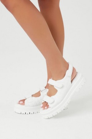 Sandalias Forever 21 Acolchado Dual Strap Lug Sole Mujer Blancas | zITbZaNKOSk