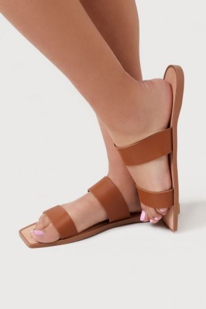 Sandalias Forever 21 Dual Strap Faux Cuero Mujer Marrones | a6uiq0AvYDz