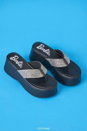 Sandalias Forever 21 Rhinestone Barbie Wedges Mujer Negras | 8X9lx9taeK2