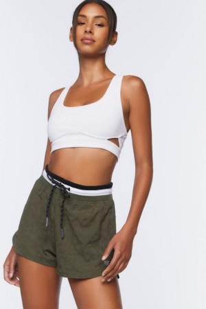 Short Forever 21 Active Drawstring Mujer Gris Verde | vz3YMzfXwk0