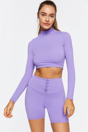 Short Forever 21 Active Lace Up Biker Mujer Wisteria | jBwPzCEdHVl