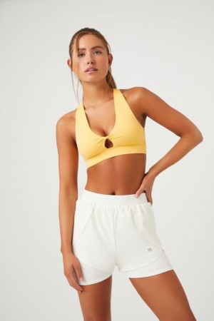 Short Forever 21 Active Layered Mujer Creme | QRmvq2deiQs