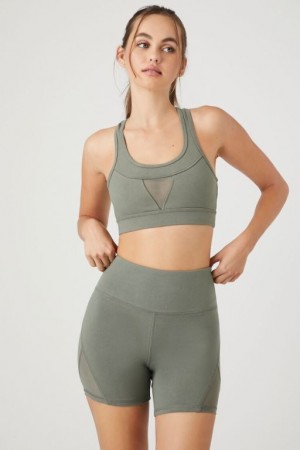 Short Forever 21 Active Mesh Biker Mujer Verde Oliva Oscuro | ob1zEfh3tBg