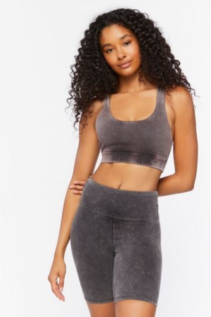 Short Forever 21 Active Mineral Wash Biker Mujer Gris | mKtfHGV5SoF